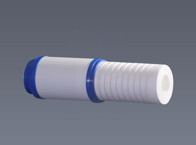 Cross view of 10 inch double section filter element (carbon plus grooved cotton)